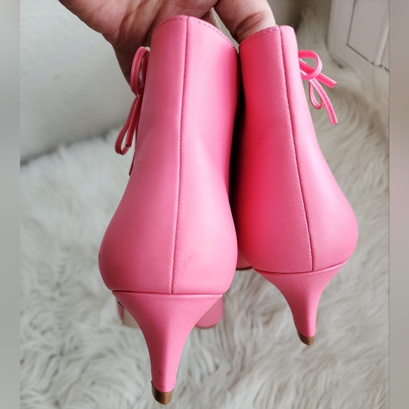 KURT GEIGER LONDON RITA ANKLE BOOTS PINK LEATHER POINTED TOE NANO HEEL SIZE 6.5 - Picture 16 of 16